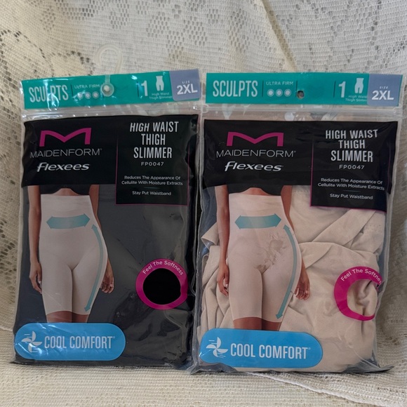 Maidenform Other - Maidenform Flexees Shapewear High Waist Thigh Slimmer 2XL Ultra firm Tan Black
